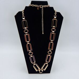 Chico's Necklace Gold Tone Flat Chain Link 16 Inch Chunky